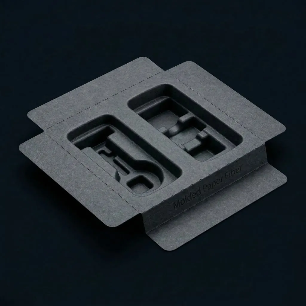 Paper Board Inlay Black Dyed Molded Paper Fiber Tool Premium Packaging — Scafa Thermoforming